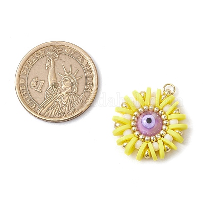 Круглые подвески из полимерной глины и стекла ручной работы с эффектом сглаза PALLOY-MZ00638-03-1