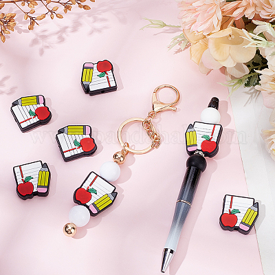 12 шт. Фокусные бусины из пищевого силикона ко Дню учителя SIL-SC0001-82-1