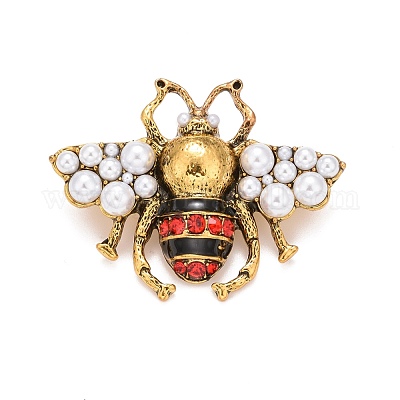 Булавка из пчелиной эмали со стразами и жемчугом из смолы JEWB-A004-26AG-1