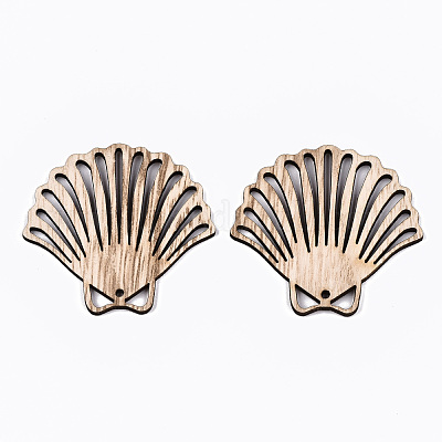 Необработанные полые деревянные большие подвески WOOD-N006-144-1