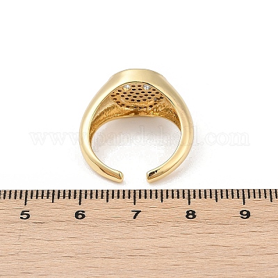 Открытые манжеты из латуни с микропаве и прозрачным цирконием для женщин RJEW-A059-01G-1