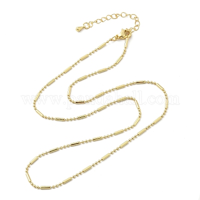 Латунные ожерелья из цепочек с шариками и столбиками NJEW-A042-06G-1