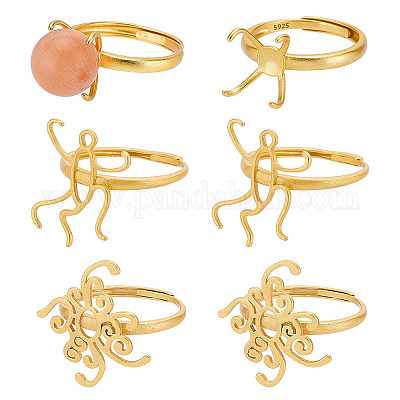 6 шт. 3 стиля регулируемых латунных колец FIND-ME0001-78-1