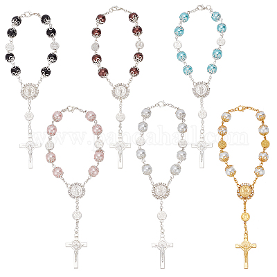 6шт. 6-х цветный набор из стеклянных четок и бусин-жемчуга BJEW-GO0001-01-1