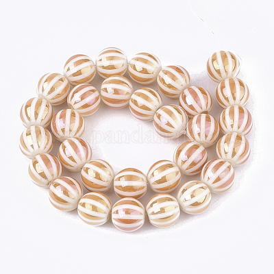 Стеклянные бусины с гальваническим покрытием  EGLA-S177-11B-M-1