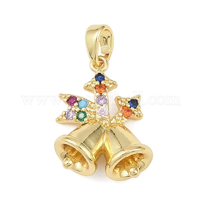 Рождественские латунные подвески с микропаве из фианита KK-H518-03A-G-1