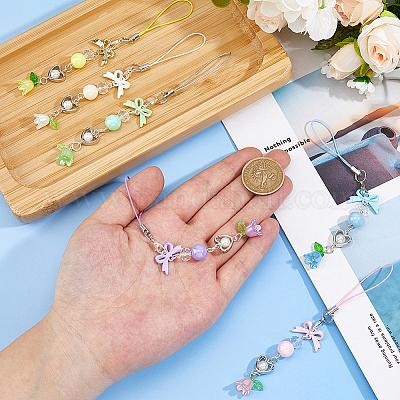 6шт 6-х цветный сплав с пластиковыми мобильными ремешками&nbsp;AJEW-FH0005-71-1