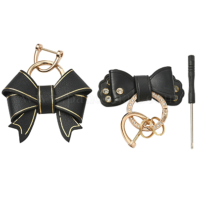 2 шт. 2 стиля подвеска-бантик из искусственной кожи HJEW-SP0001-23C-1