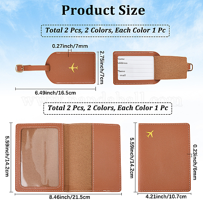 2 бирка для багажа из искусственной кожи и 2 обложки для паспорта FIND-CL0001-14B-1