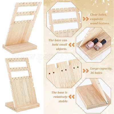 Подставки для ювелирных изделий из дерева с 36 отверстием и 3 рядами EDIS-WH0016-007A-1