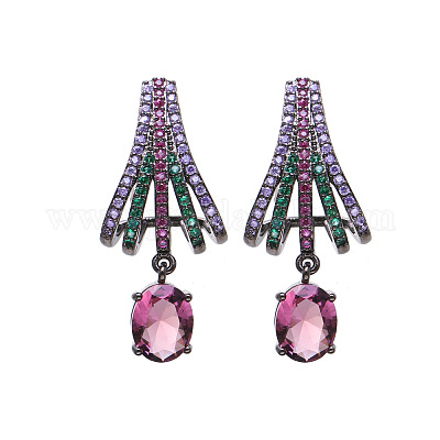 Латунь микро проложить кубический цирконий болтающиеся серьги стержня FS-WG15364-02-1