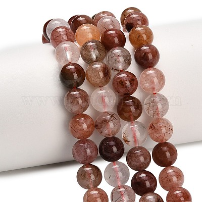 Натуральный красный Rutilated кварцевые нити бисера G-G300-A02-8mm-1