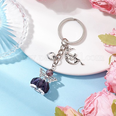 Брелок из стекла и сплава в тибетском стиле KEYC-MZ00037-06-1