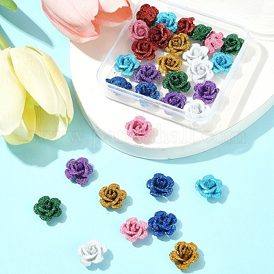 32 шт. 8 цвета 3D краска для выпечки розы алюминиевые бусины FIND-FS0003-57-1