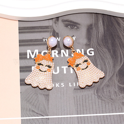 Серьги-гвоздики из цинкового сплава с эмалью FS-WGAD302-01-1