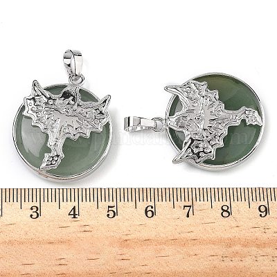 Плоские круглые подвески из смешанных драгоценных камней из натуральных и синтетических камней G-G279-01P-1