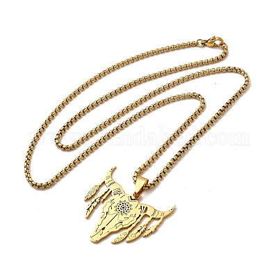 Цепочка-подвеска в форме головы коровы из нержавеющей стали 201 в стиле панк NJEW-E156-04G-1