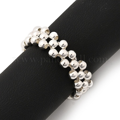 2 шт. латунные круглые кольца с бусинами RJEW-JR00909-1