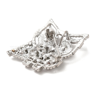 Брошь из сплава сова с цветными стразами и полой брошью JEWB-R025-03-1