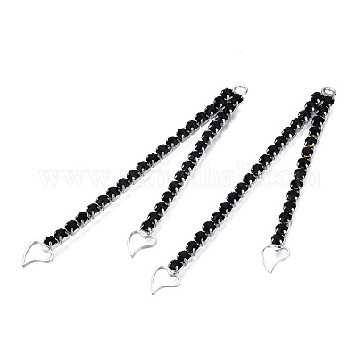 Цепочка из латуни с гальваническим покрытием и стразами с большими подвесками в виде сердца KK-N216-419-02P-1