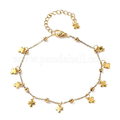 Браслеты с подвесками-крестиками из нержавеющей стали 304 BJEW-JB11697-1