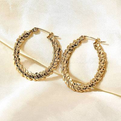 201 серьги-кольца из нержавеющей стали EJEW-Q026-05G-1