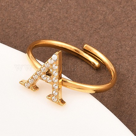 Открытые кольца-манжеты из нержавеющей стали 304 с микропаве из кубического циркония RJEW-D336-01G-10-1