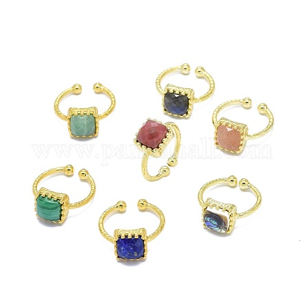 Регулируемые кольца перста природных драгоценных камней RJEW-L089-13G-1