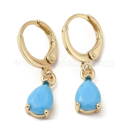 Серьги из латуни с подвесками в форме капли из настоящей позолоченной 18-каратной латуни EJEW-L268-004G-1