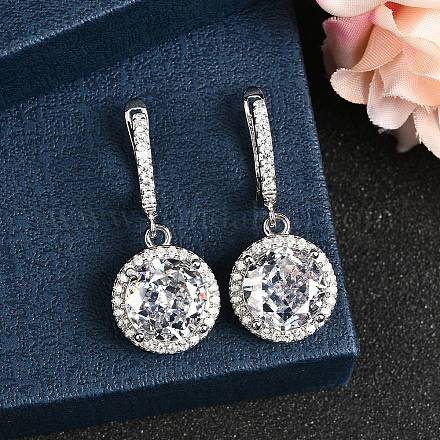 925 серьги-кольца из стерлингового серебра с микропаве из кубических цирконий EJEW-F371-01B-01-1