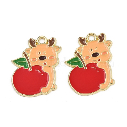 Подвески из сплава и эмали с изображением рождественских оленей ENAM-D304-01E-G-1