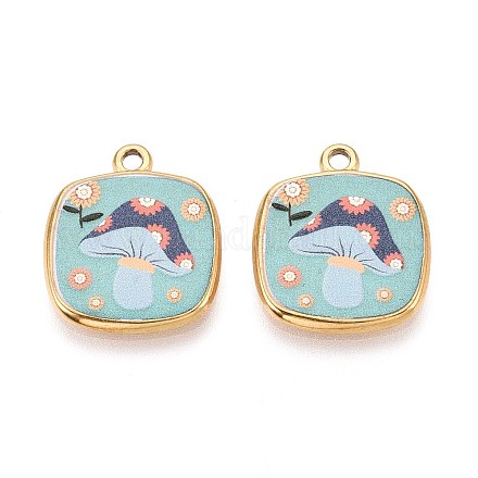 Квадратные подвески из нержавеющей стали 304 с печатным рисунком STAS-T071-25F-G-1