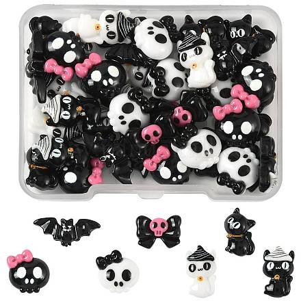 42 шт. 7 стиля Хэллоуин непрозрачные смоляные кабошоны CRES-FS0001-31-1