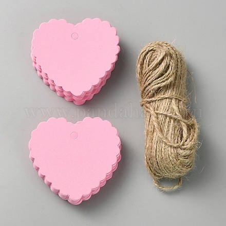 100 шт. подарочные бирки в форме сердца из бумаги с кружевной окантовкой CDIS-WH20005-01D-1