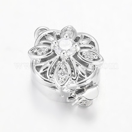 Полые цветок стойки обшивки латунь микро проложить застежками ящик кубического циркония KK-L141-14P-NR-1