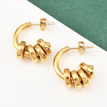 Серьги-гвоздики из нержавеющей стали 304 в форме буквы С EJEW-K268-78G-1