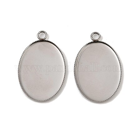 Оправы для подвесок из нержавеющей стали 304 в виде кабошонов STAS-NH0002-01A-P-1