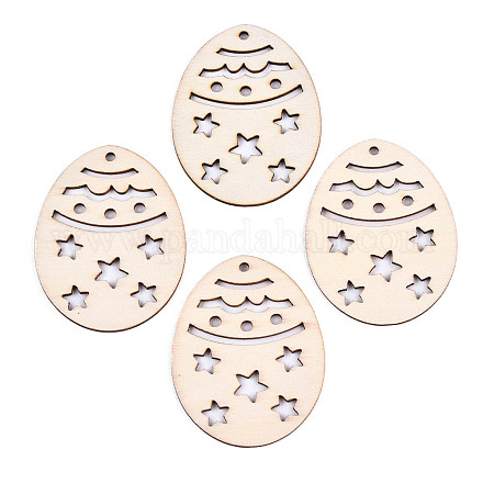 Неокрашенные натуральные деревянные большие подвески WOOD-S058-009-1