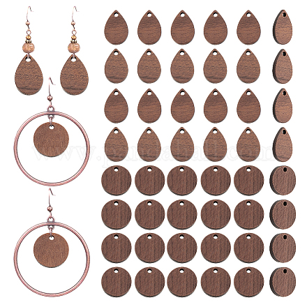 40 шт. подвески из орехового дерева в двух стилях WOOD-PH0002-34-1