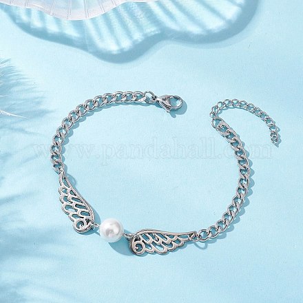 Браслеты из сплава с перламутровыми крыльями и ракушками BJEW-TA00701-1