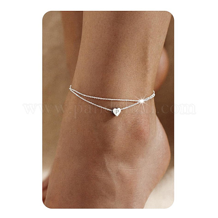 201 нержавеющая сталь сердце с инициалами двухслойные женские браслеты на ногу FS-WG0EC0A-12-1