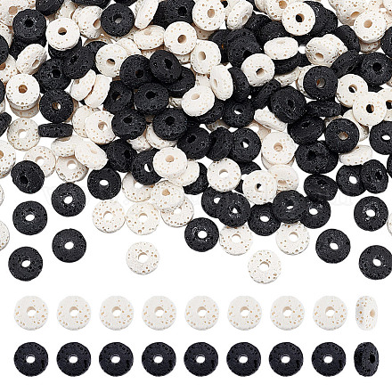 4 нитка 2-х цветных бусин из натуральной лавы G-GA0001-82-1