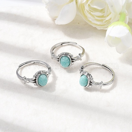 Натуральные кольца амазонитовых пальцев RJEW-A084-03P-06-1