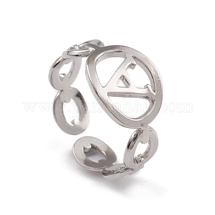 Не тускнеющая нержавеющая сталь 304 с заглавной буквой а открытые манжеты для женщин RJEW-G285-56P-1