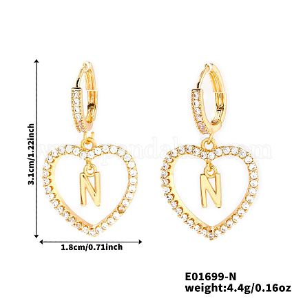 Латунные серьги-кольца в форме сердца BR9605-8-1