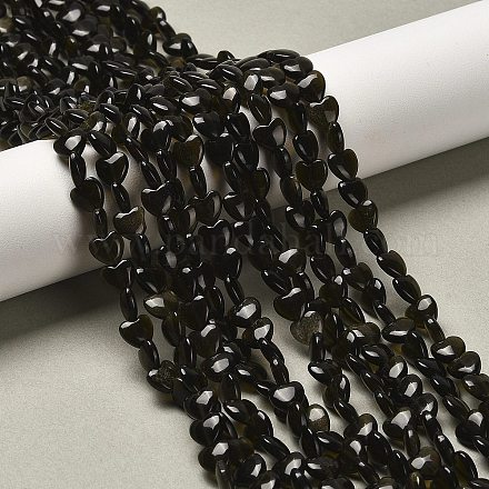 Естественный золотистый отлив обсидиан бисер пряди G-P575-C04-6mm-1