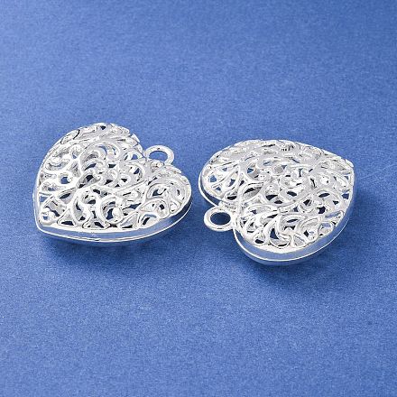 Полые тибетском стиле сплава сердца подвески TIBEP-S095-S-RS-1