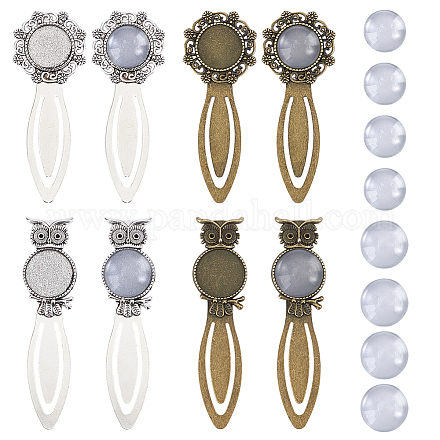 8 шт. 4 стила для закладки в тибетском стиле с оправой кабошон AJEW-HY0002-03-1