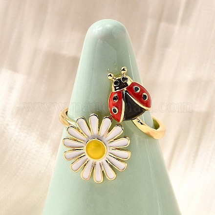 Латунные эмалевые регулируемые открытые манжеты для женщин RJEW-I111-01G-01-1