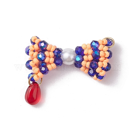 Подвески-бантики из стеклянных бус PALLOY-MZ00553-02-1